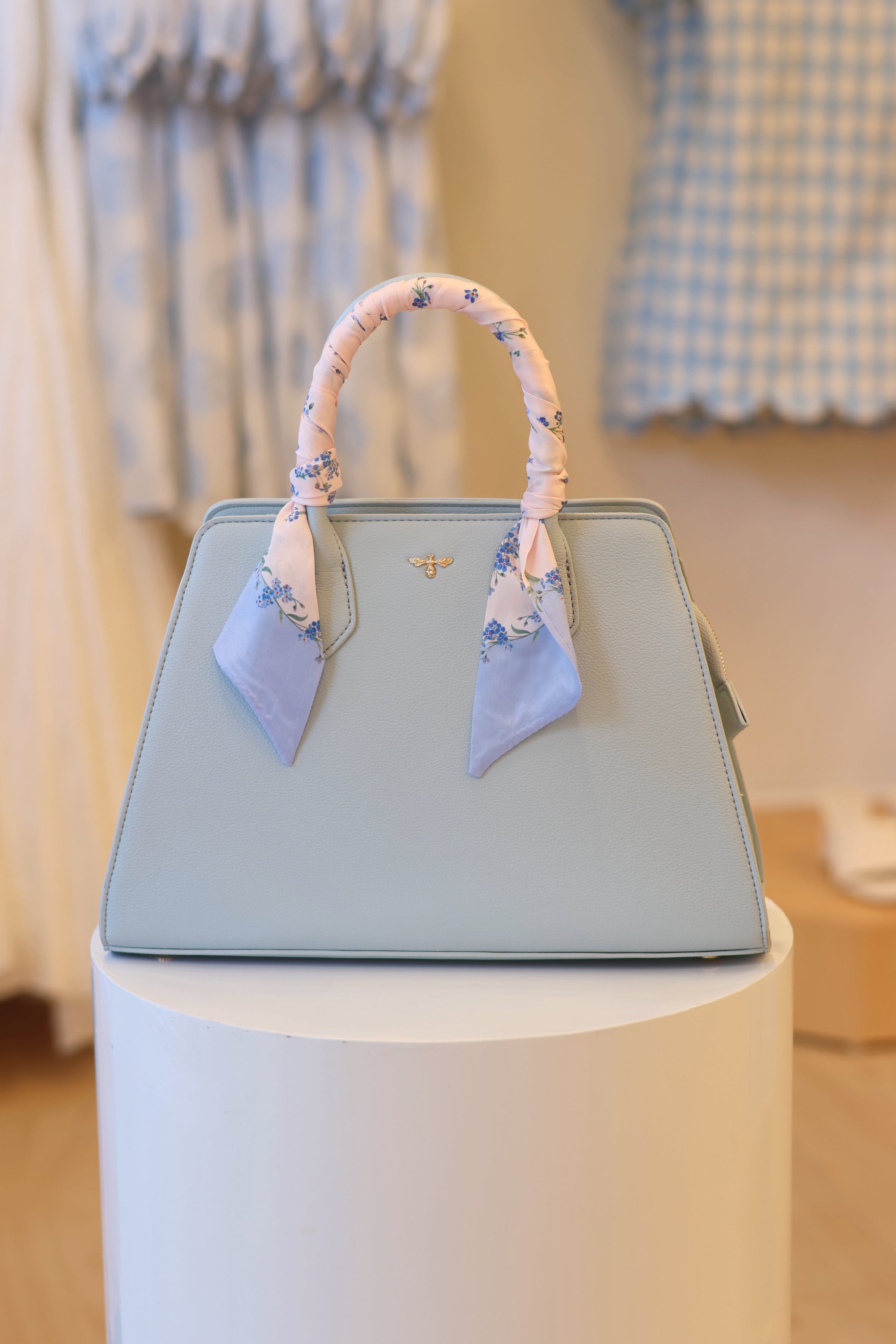 Fable Blue Structured Tote Bag