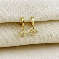 18k Gold Filled CZ Flower Hoop Earrings