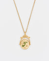 Vintage Initial Gold Spinner Necklace