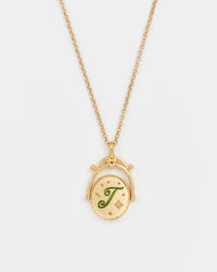 Vintage Initial Gold Spinner Necklace