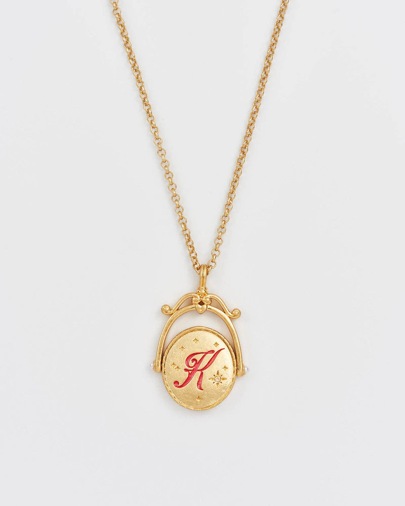 Vintage Initial Gold Spinner Necklace