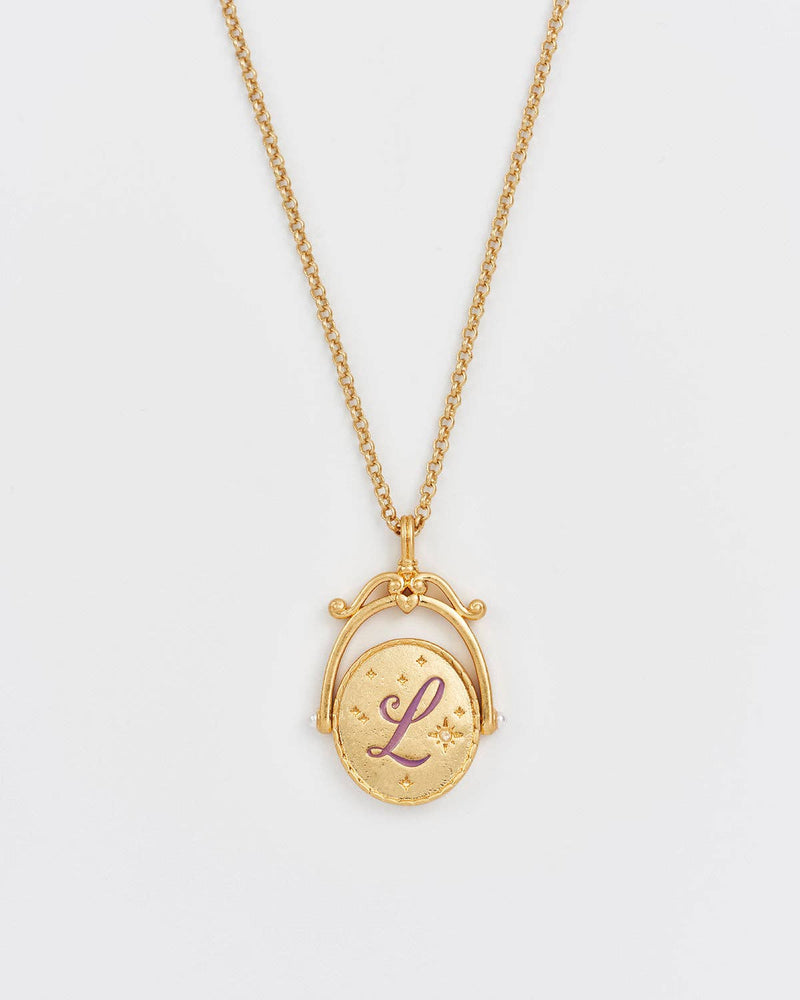 Vintage Initial Gold Spinner Necklace