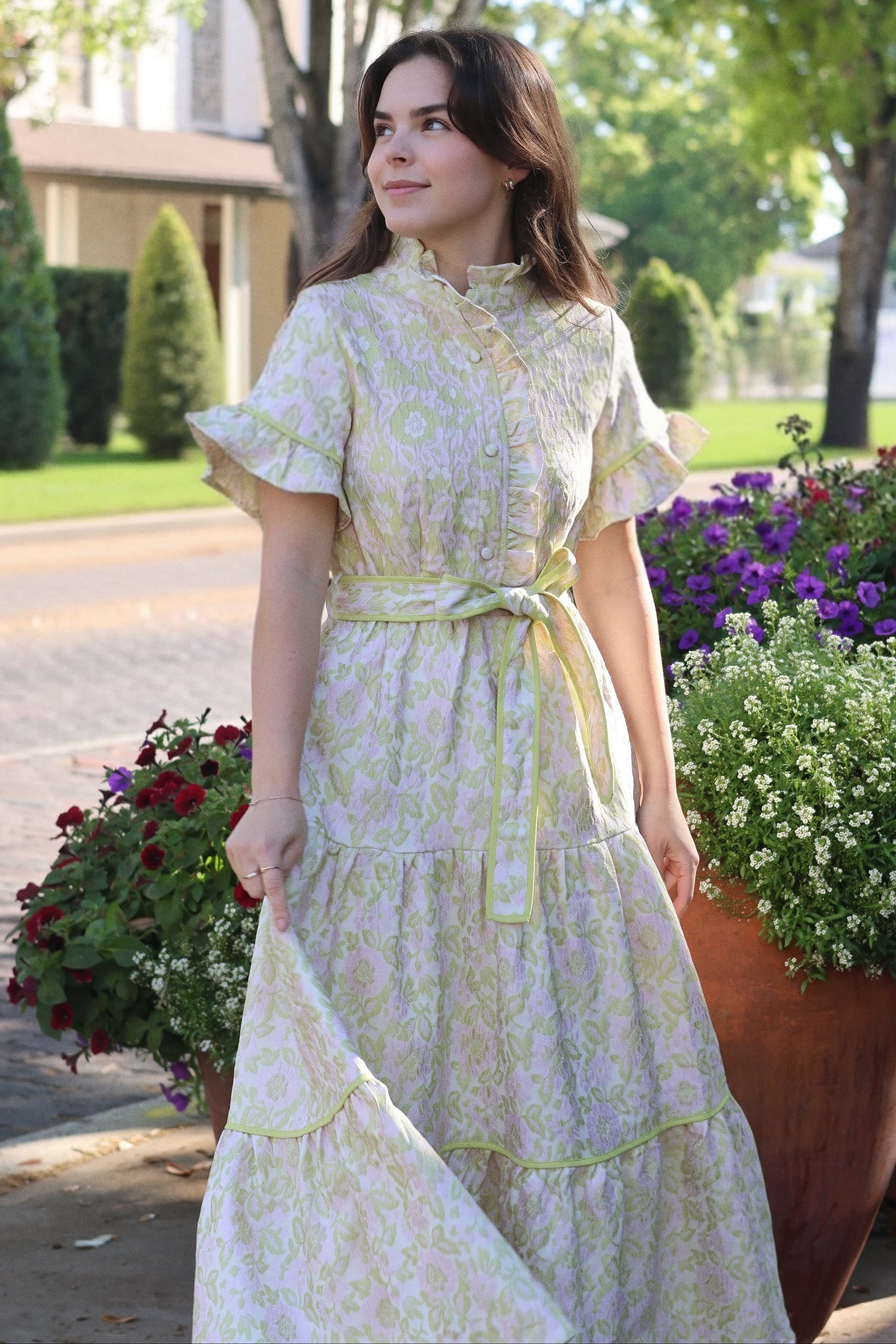 Lena Jacquard Spring Midi Dress