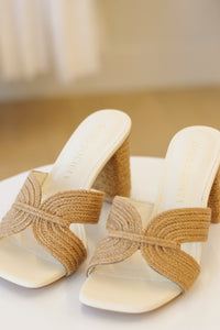 Santiago Toffee Raffia Heel