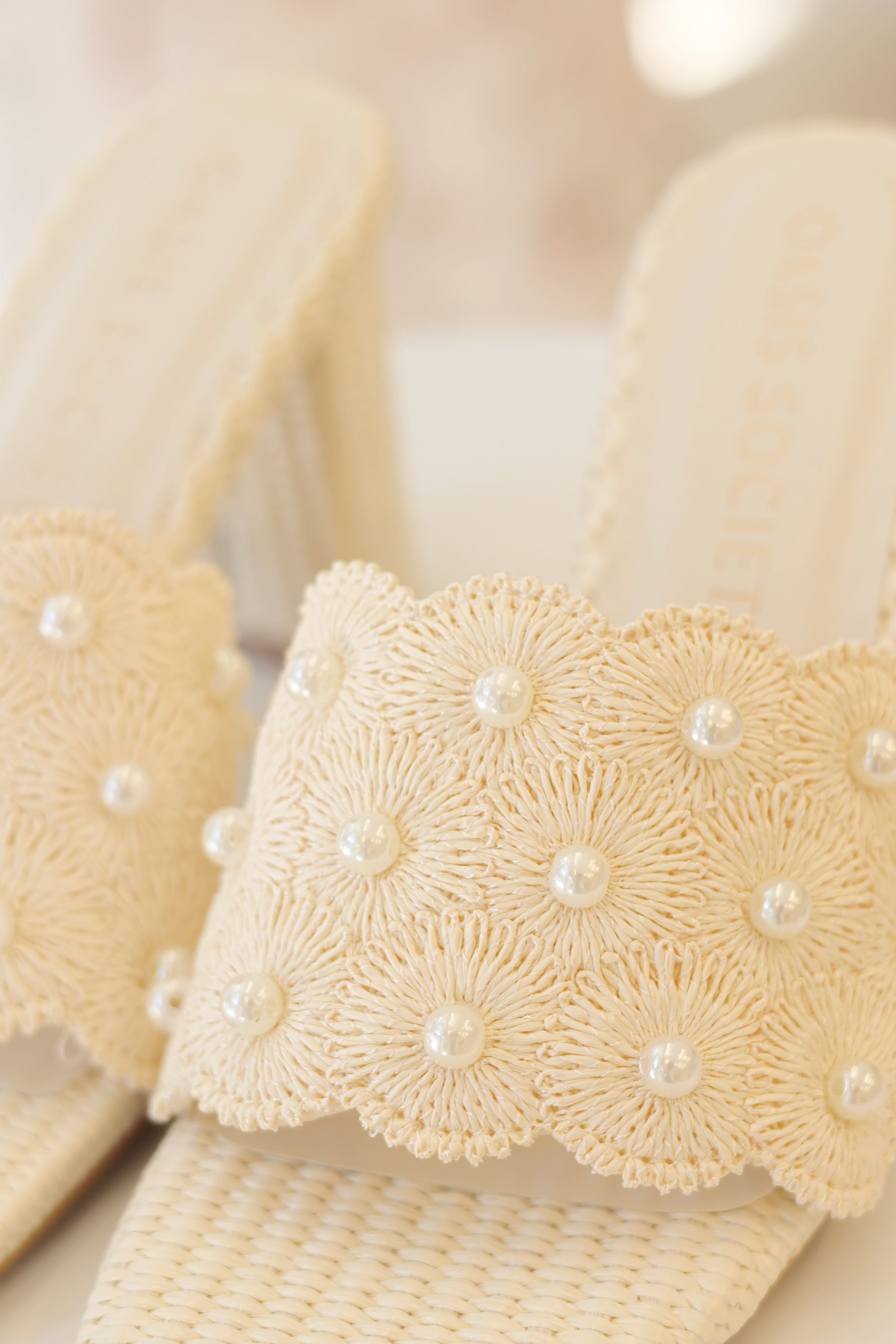 Holland Pearl Raffia Block Heel