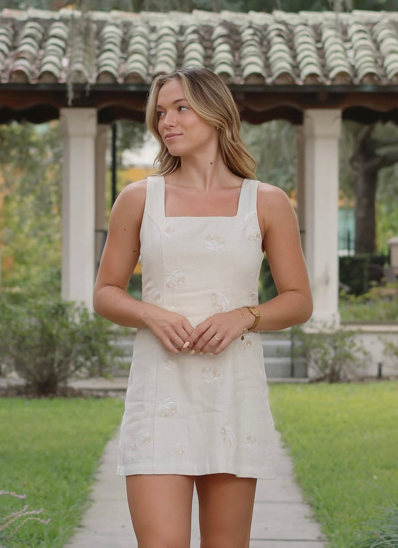 Simone Embroidered Mini Dress