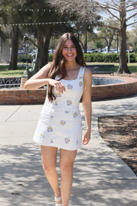 Simone Embroidered Spring Linen Mini Dress