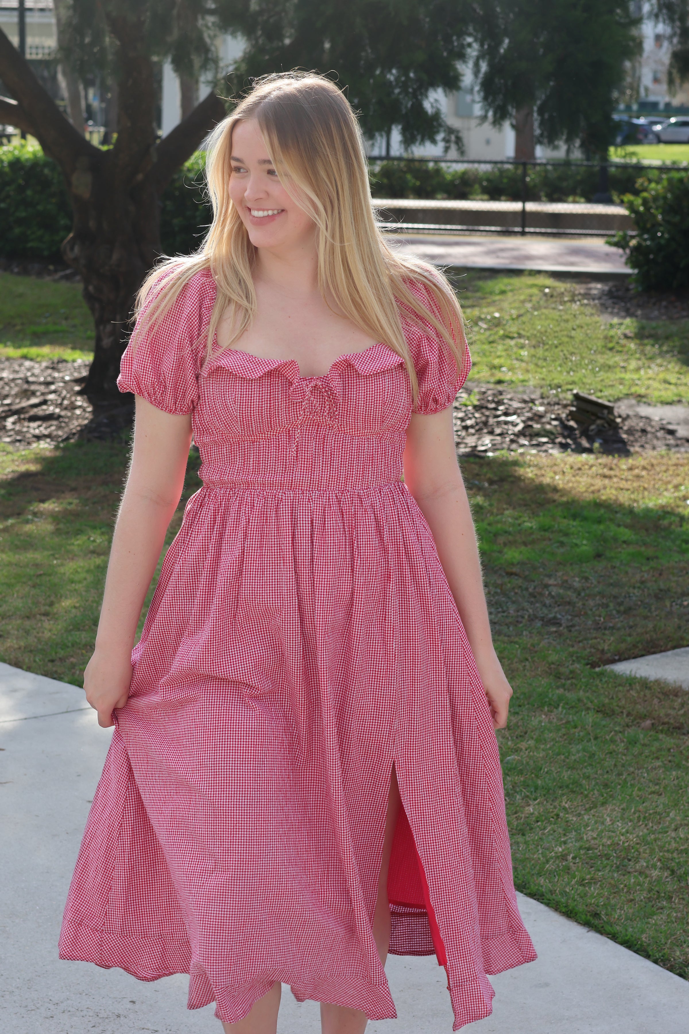 Winnie Gingham Midi Dress