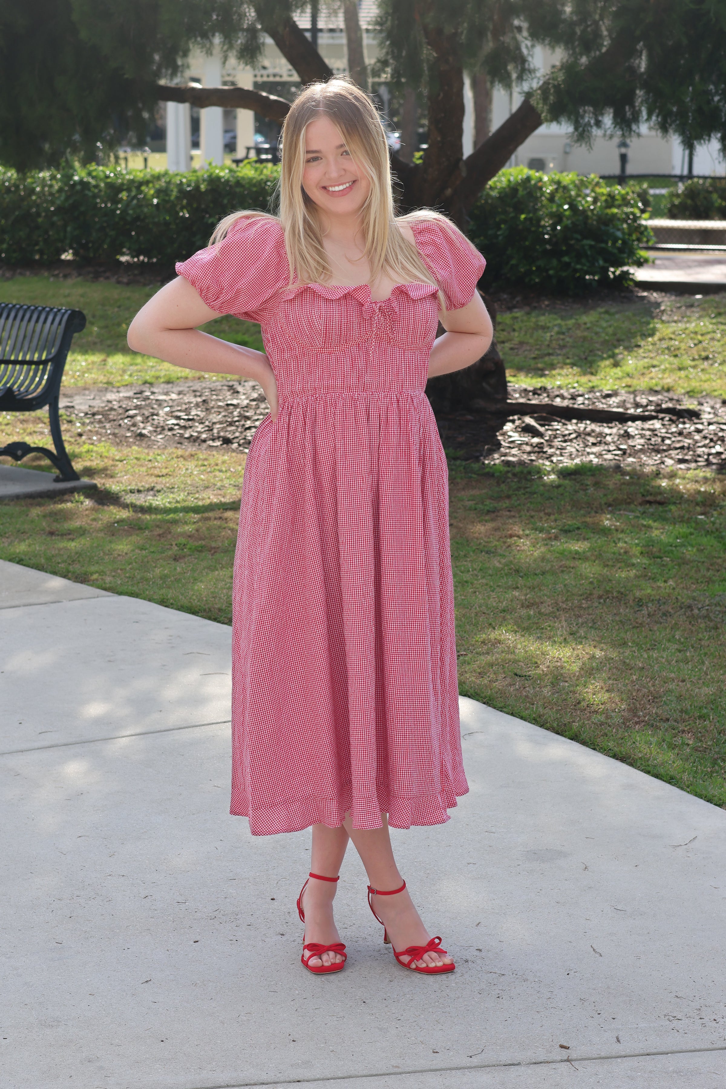 Winnie Gingham Midi Dress