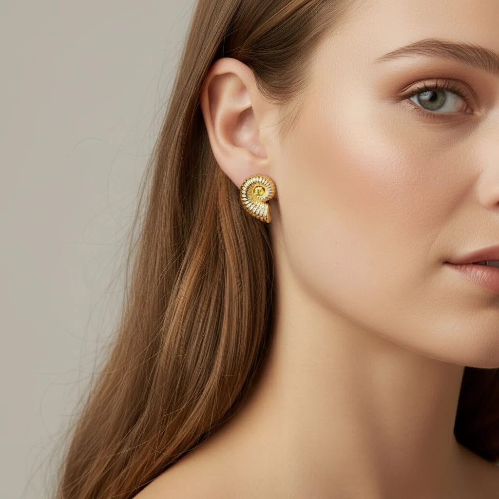 18k Gold Filled Sundial Shell Earrings
