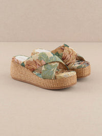 The Fresno Floral Raffia Platform Sandal