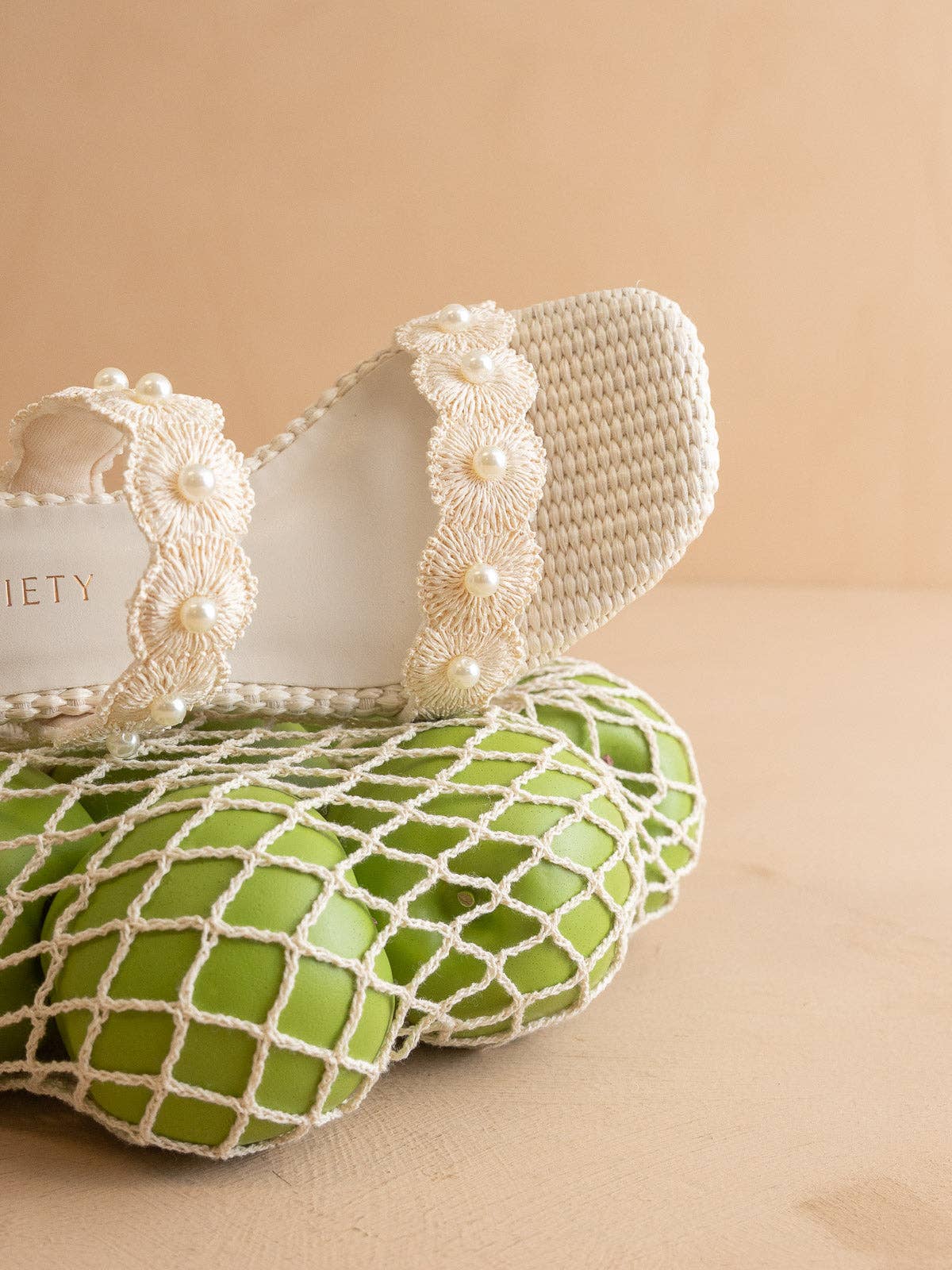 The Helena | Ivory Raffia Block Heel Sandal with Pearls
