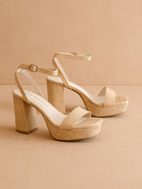 The Olympia | Natural Raffia Platform Heel