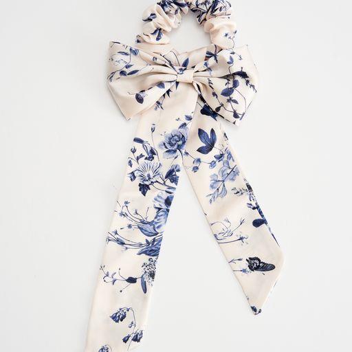Bow & Scrunchie - Blooming Toile Blue
