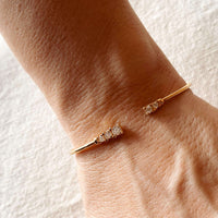 Dainty 18k Gold Filled Cuff Bracelet with CZ Stones