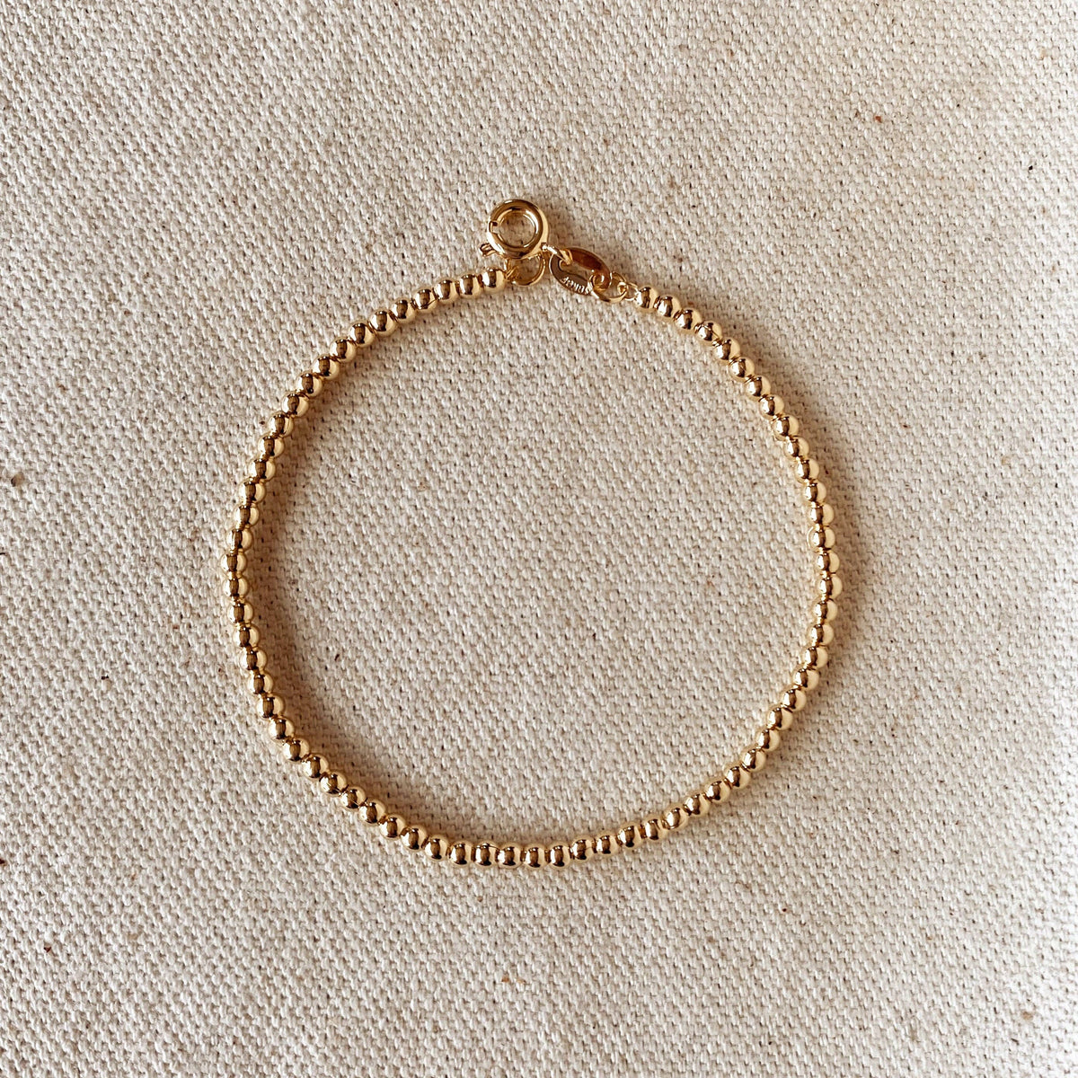 18k Gold Filled 2.5 mm Beaded Bracelet