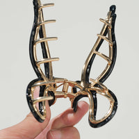 Sabrina Vintage Snow Ribbon Metal Bow Claw Clip - Large