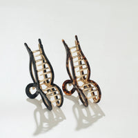 Sabrina Vintage Snow Ribbon Metal Bow Claw Clip - Large