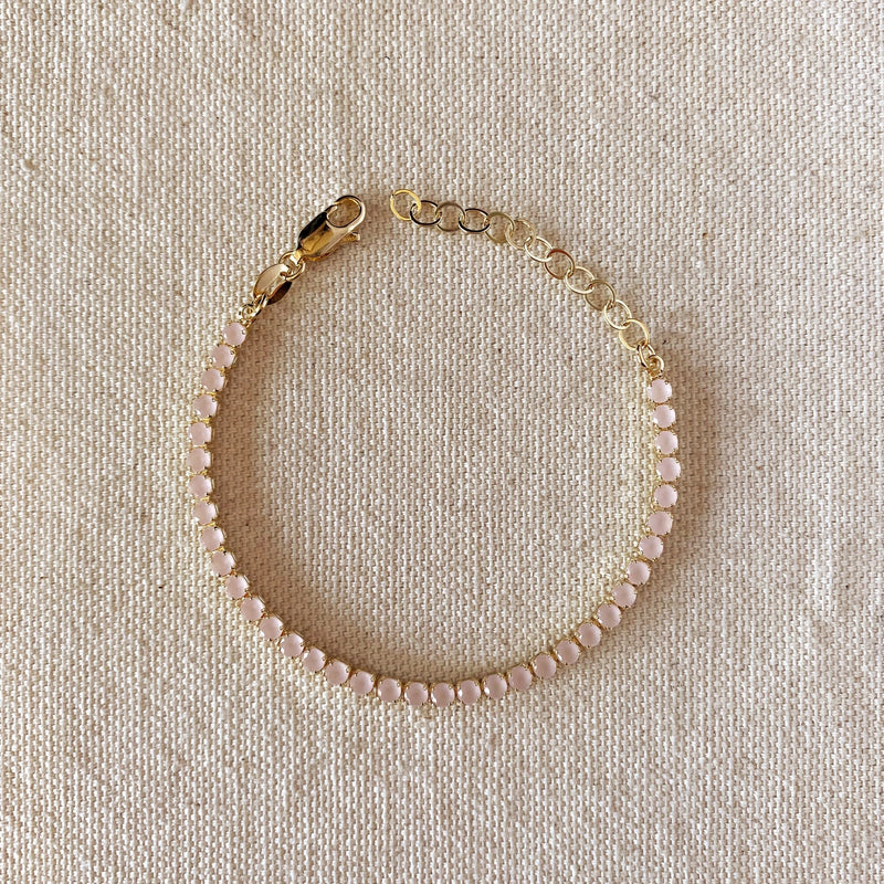 18k Gold Filled 3mm CZ Nude Pink Bracelet -