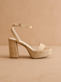 The Olympia | Natural Raffia Platform Heel