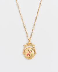 Vintage Initial Gold Spinner Necklace