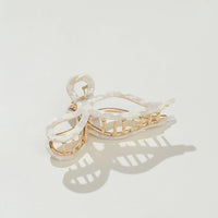 Sabrina Vintage Snow Ribbon Metal Bow Claw Clip - Large