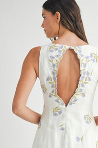 Simone Embroidered Spring Linen Mini Dress