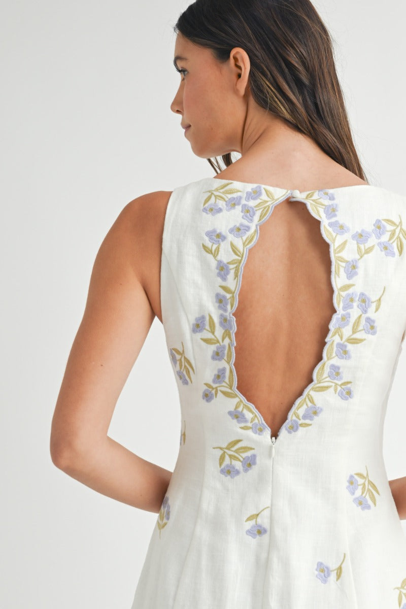 Simone Embroidered Spring Linen Mini Dress