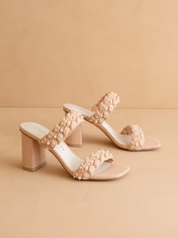 The Parisa | Apricot Braided Pearl Heeled Sandals