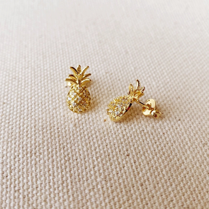 18k Gold Filled Pineapple Stud Earrings
