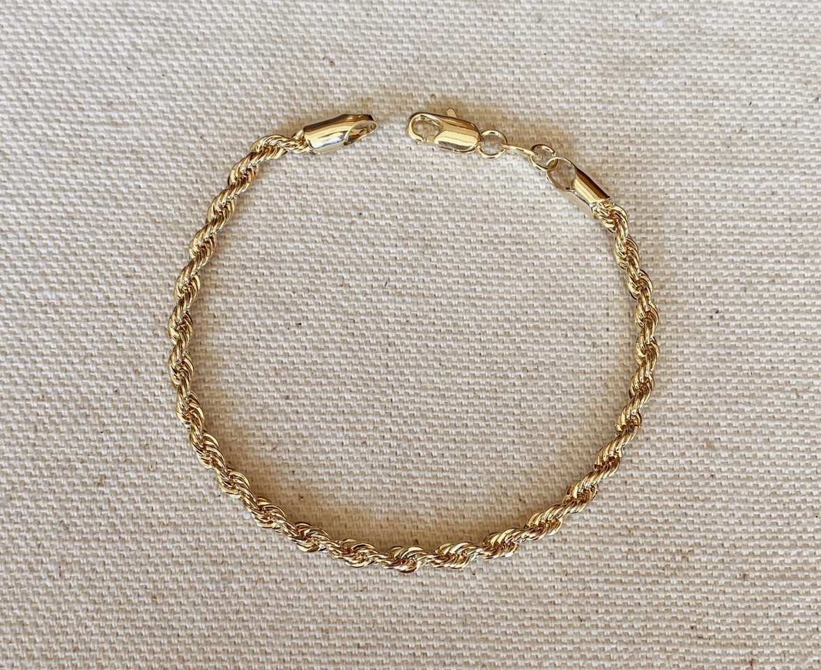 18k Gold Filled 3mm Rope Bracelet